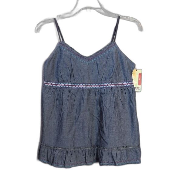 Mossimo Supply Co Bluey Chambray Embroidered Flowy Tank Women's XL NWT - Picture 1 of 5